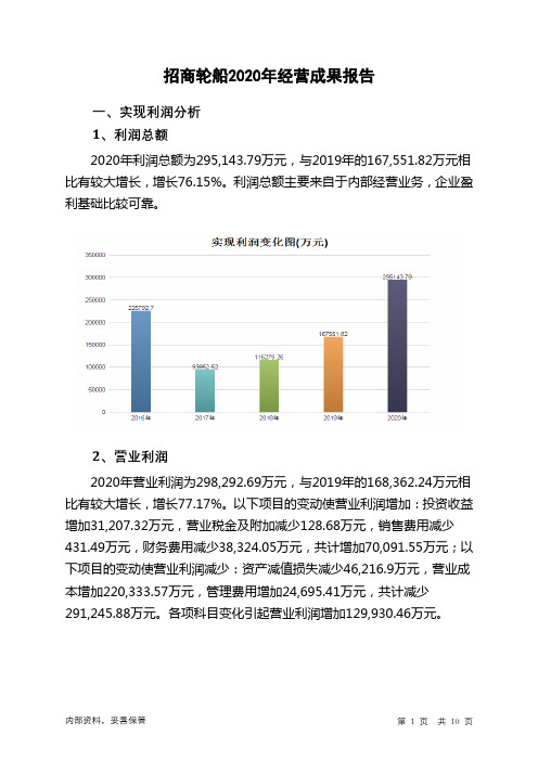 招商轮船2020年经营成果报告