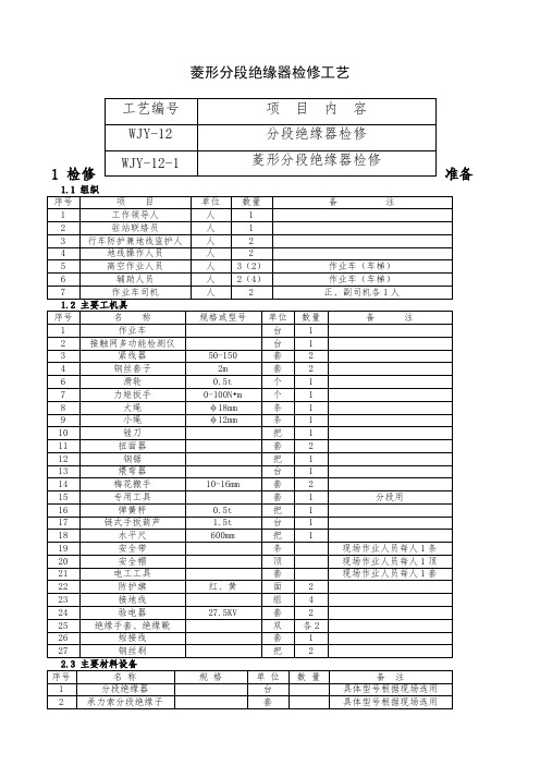 菱形分段绝缘器检修工艺