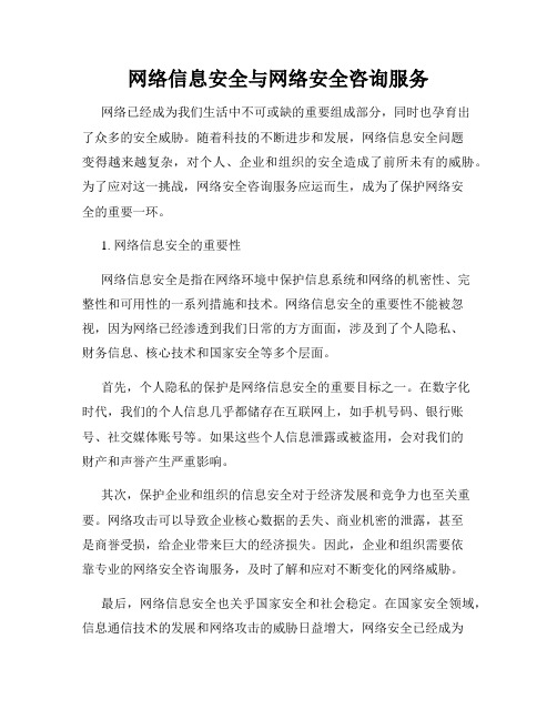 网络信息安全与网络安全咨询服务