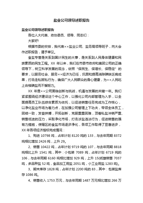 盐业公司领导述职报告