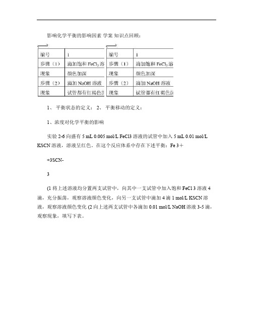 影响化学平衡的影响因素 学案.