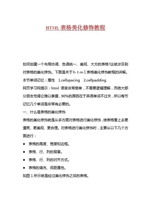 html表格美化修饰教程