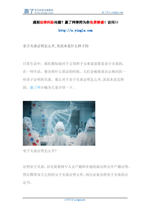 亲子关系证明怎么开,其范本是什么样子的