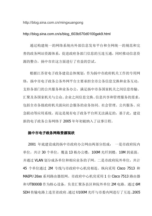 扬中电子政务公务外网设计分析