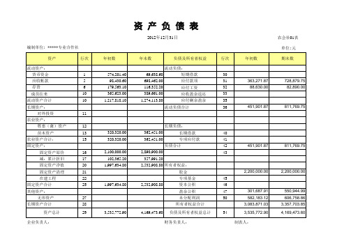 农民专业合作社报表