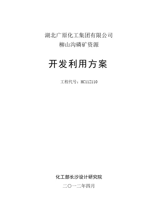 柳山沟磷矿资源开发利用方案报告书