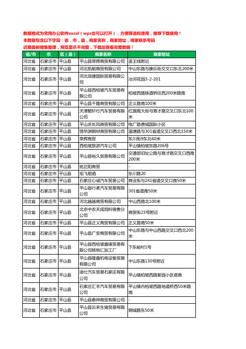 2020新版河北省石家庄市平山县贸易有限公司工商企业公司商家名录名单黄页联系电话号码地址大全54家