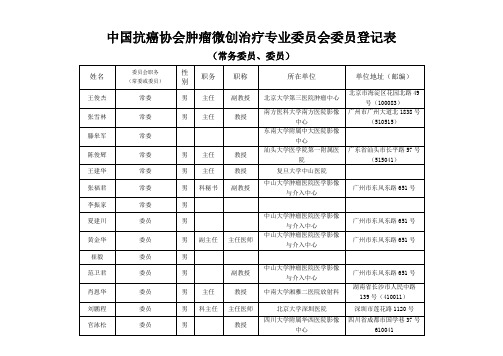 中国抗癌协会肿瘤微创治疗专业委员会委员