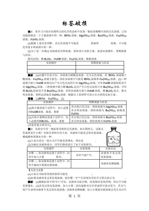 中考化学第十一单元复习专题5:标签破损