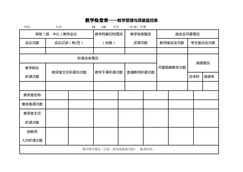 教学检查表——教学管理与质量监控表