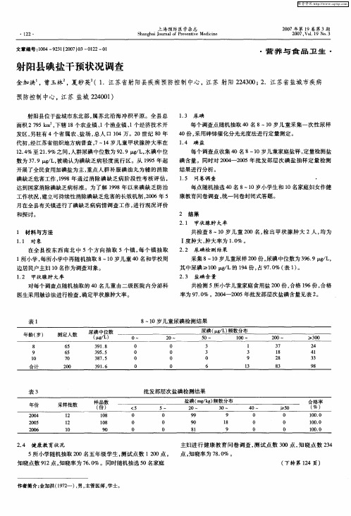 射阳县碘盐干预状况调查