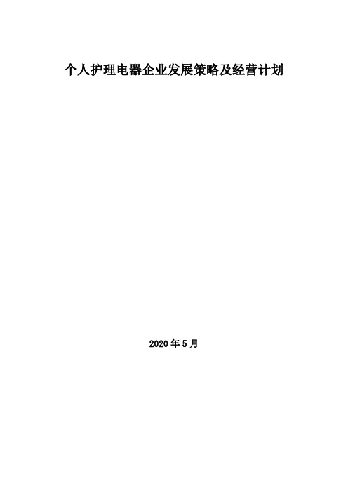 2020年个人护理电器企业发展策略及经营计划