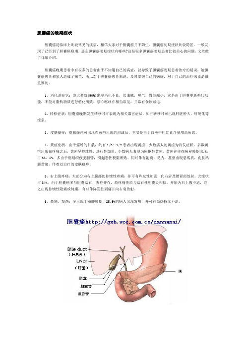 介绍胆囊癌的晚期症状