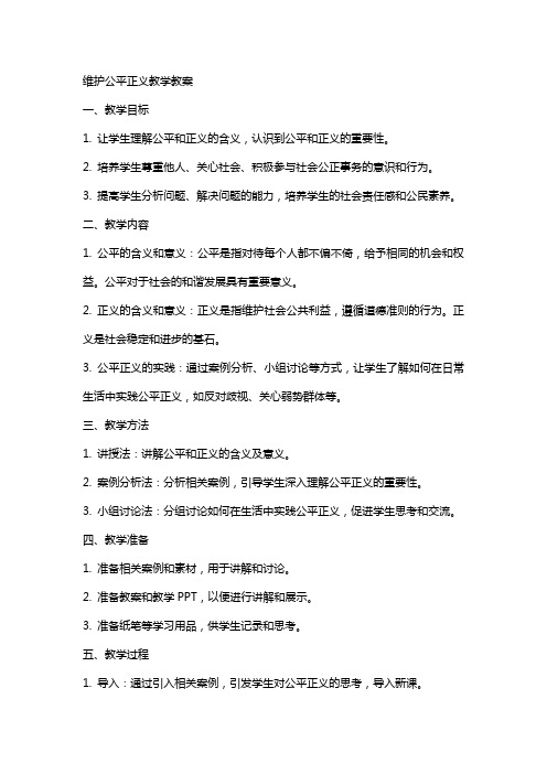 维护公平正义教学教案