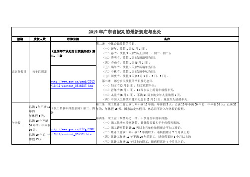 2019年广东省假期的最新规定与出处