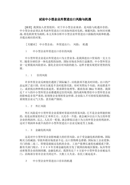 试论中小型企业外贸进出口风险与机遇