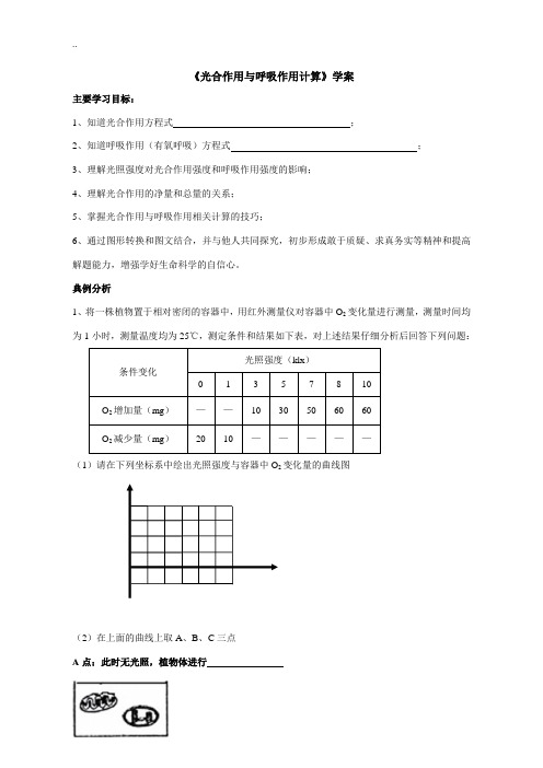 光合作用和呼吸作用计算 学案
