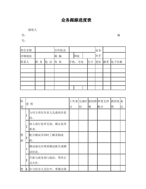 客户进展记录表