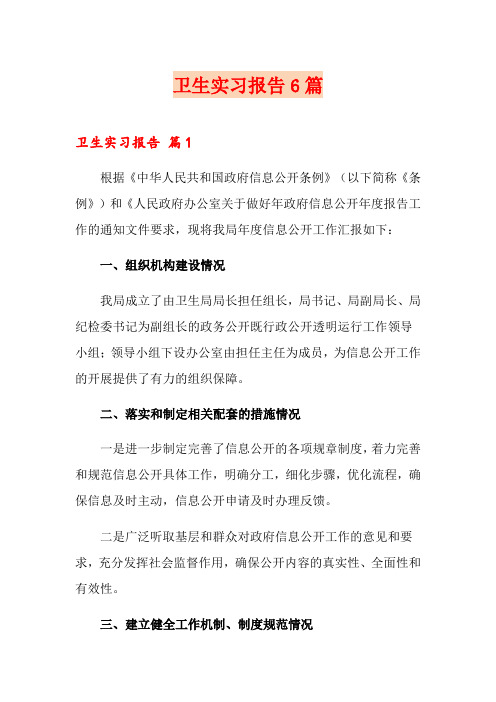 卫生实习报告6篇
