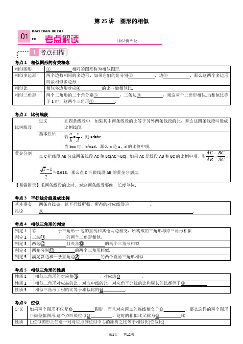 中考数学复习 第七单元  图形变换(讲解+测试+专题) 第25讲  图形的相似