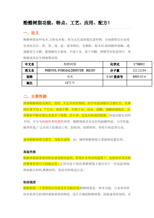 酚醛树脂功能、特点、工艺、应用、配方!