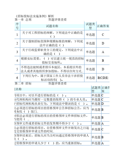 《招标投标法实施条例》解析答案