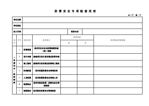 防雷安全专项检查表