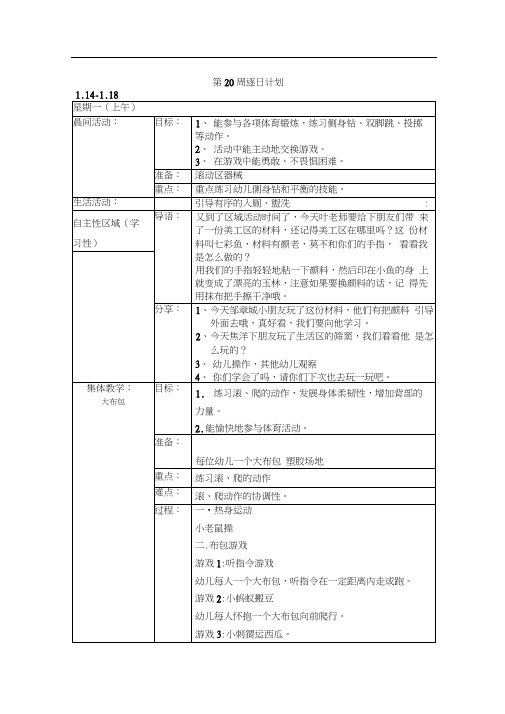 小班上学期第20周