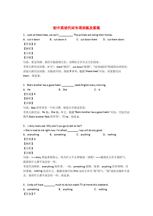 初中英语代词专项练习含答案