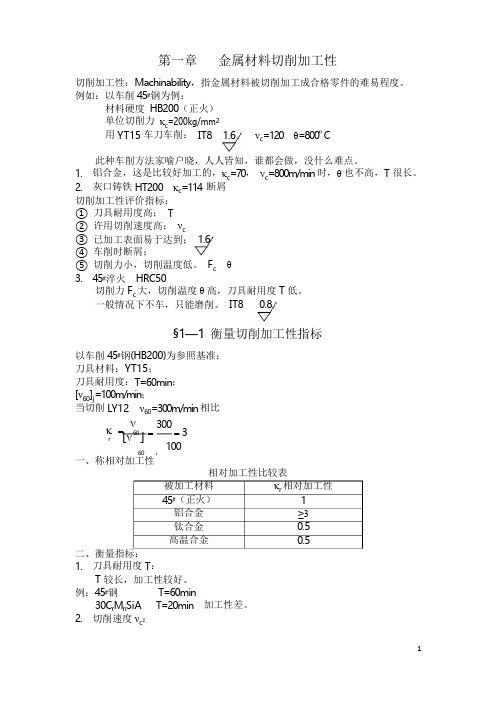 金属材料切削加工性