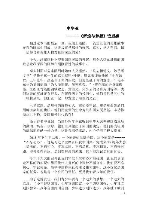 中华魂《辉煌与梦想》读后感