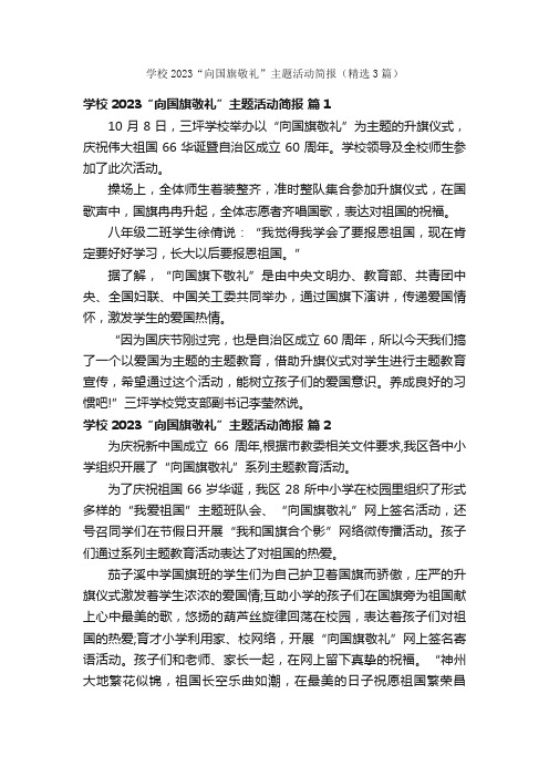 学校2023“向国旗敬礼”主题活动简报（精选3篇）