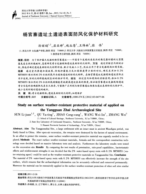 杨官寨遗址土遗迹表面防风化保护材料研究