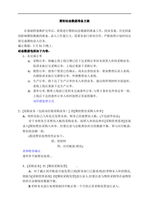 ERP项目期初动态数据方案