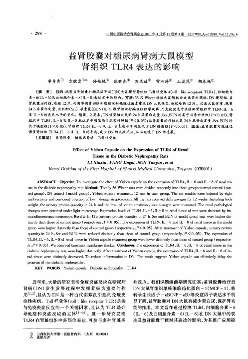 益肾胶囊对糖尿病肾病大鼠模型肾组织TLR4表达的影响