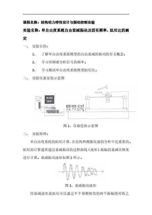 实验10_单自由度系统自由衰减振动及固有频率、阻尼比的测定