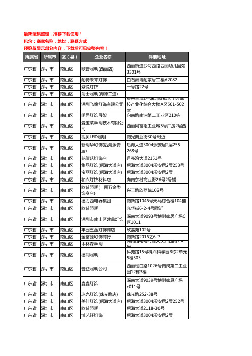新版广东省深圳市南山区灯饰企业公司商家户名录单联系方式地址大全55家