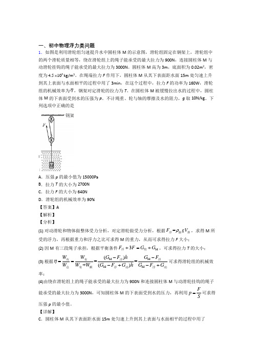 2020-2021中考物理易错题精选-浮力类问题练习题含详细答案