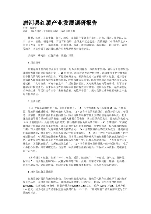 唐河县红薯产业发展调研报告