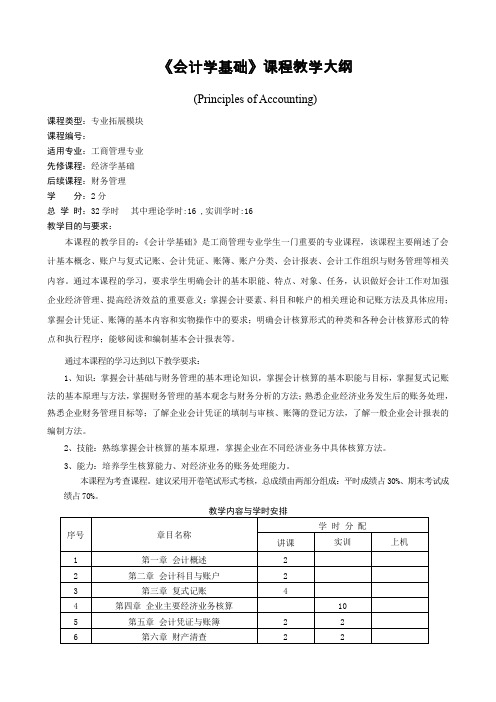 会计学基础大纲