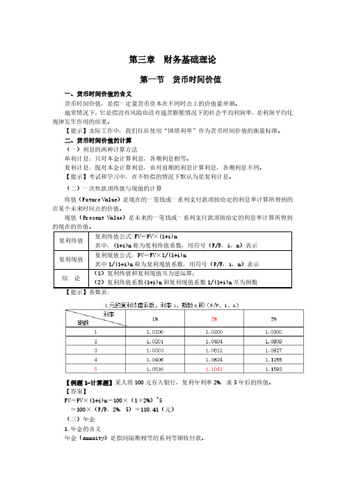 财务管理核心考点精讲 第三章 财务基础理论