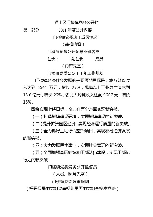 福山区门楼镇党务公开栏