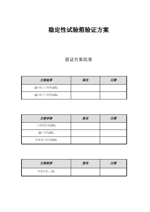 稳定性试验箱验证参考方案