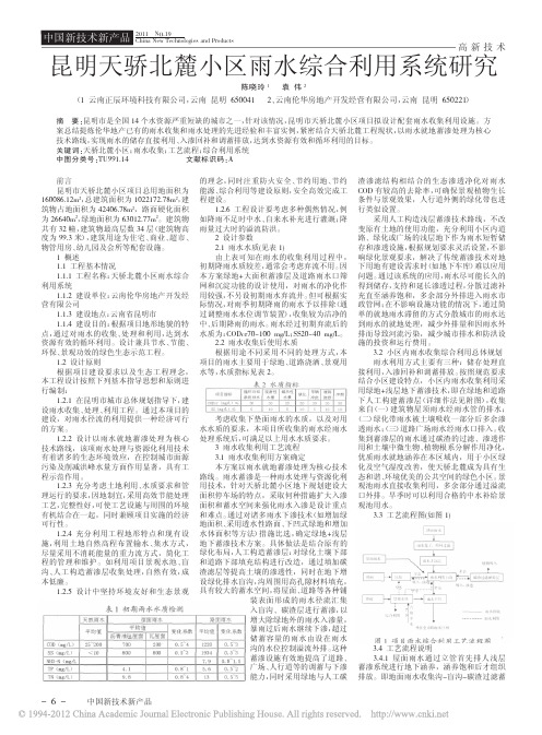 昆明天骄北麓小区雨水综合利用系统研究