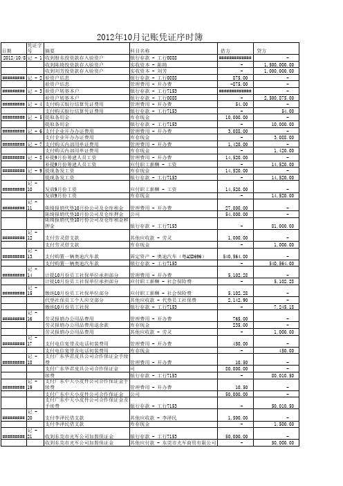 10-11记账凭证序时簿