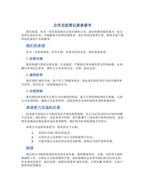 公司无犯罪记录承诺书