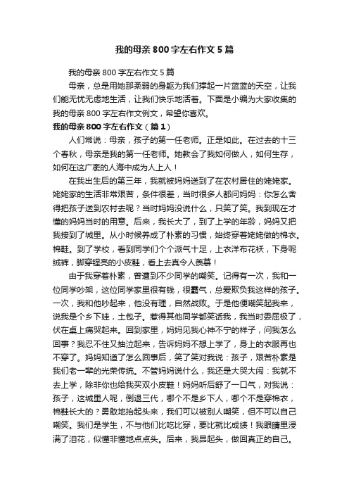 我的母亲800字左右作文5篇