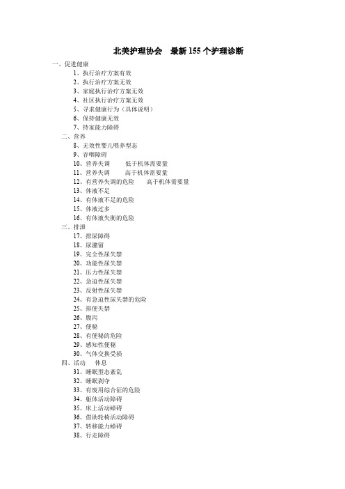 护理协会155个护理诊断