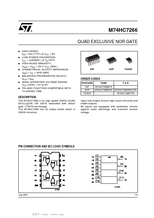 M74HC7266RM13TR,M74HC7266RM13TR,M74HC7266RM13TR,M74HC7266RM13TR, 规格书,Datasheet 资料