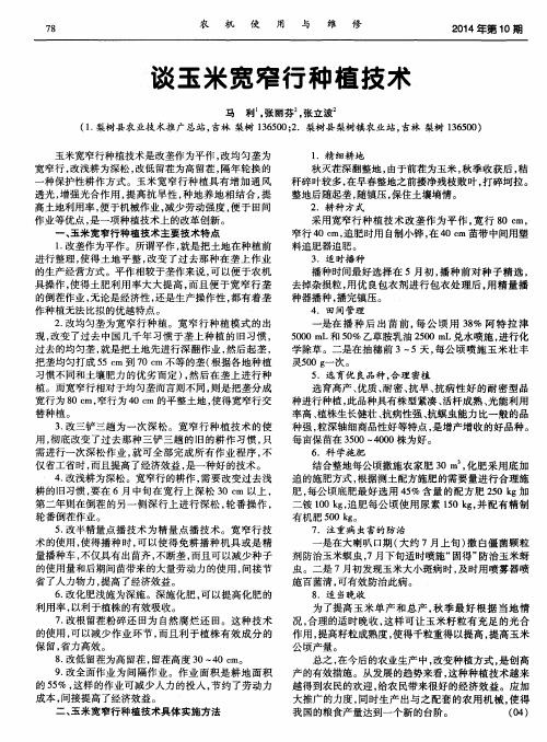 谈玉米宽窄行种植技术